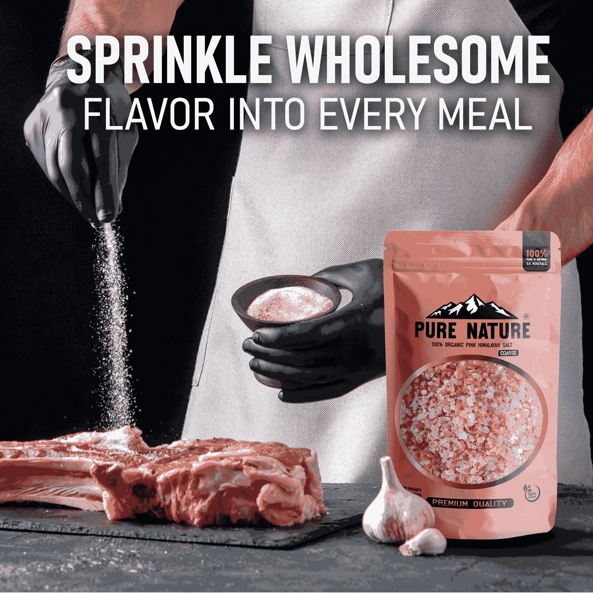 PURE NATURE Himalayan Pink Salt 5lb Fine Grain Jar, Natural Unprocessed Rock-Salt with 84 Minerals Bulk Gourmet-Salt for Cooking, Grilling,Boosts Electrolytes and Balances Body pH