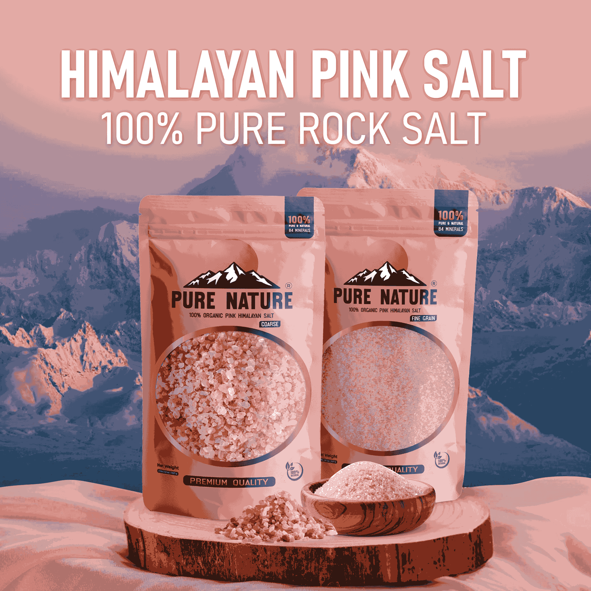 PURE NATURE Himalayan Pink Salt 5lb Fine Grain Jar, Natural Unprocessed Rock-Salt with 84 Minerals Bulk Gourmet-Salt for Cooking, Grilling,Boosts Electrolytes and Balances Body pH
