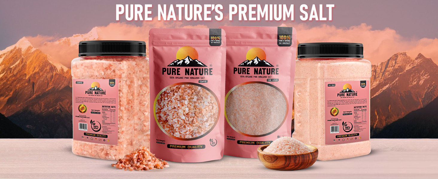 PURE NATURE Himalayan Pink Salt 5lb Fine Grain Jar, Natural Unprocessed Rock-Salt with 84 Minerals Bulk Gourmet-Salt for Cooking, Grilling,Boosts Electrolytes and Balances Body pH